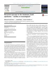 Recurrent Syncope in the Andersen Tawil Syndrome E Cardiac Or Neurological?
