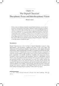 The Digital Classicist: Disciplinary Focus and Interdisciplinary Vision