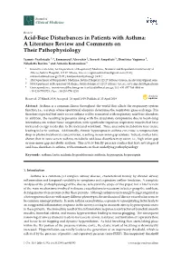 Acid-Base Disturbances in Patients with Asthma: a Literature Review and Comments on Their Pathophysiology