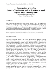 Constructing Artworks. Issues of Authorship and Articulation Around Seydou Keïta’S Photographs