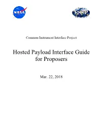 Hosted Payload Interface Guide for Proposers