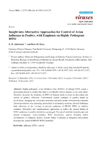 Insight Into Alternative Approaches for Control of Avian Influenza in Poultry, with Emphasis on Highly Pathogenic H5N1