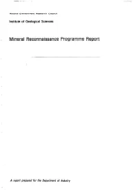 Mineral Reconnaissance Programme Report