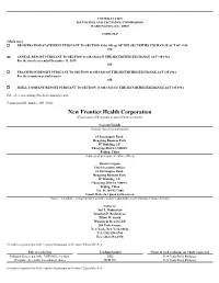 New Frontier Health Corporation (Exact Name of Registrant As Specified in Its Charter)