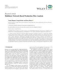 Research Article Multilayer Network-Based Production Flow Analysis