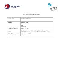 2021/22 Admissions Cover Sheet School Name Goodwin Academy