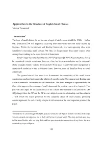 Approaches to the Structure of English Small Clauses Vivien Tomacsek