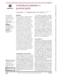 Corticobasal Syndrome: a Pract Neurol: First Published As 10.1136/Practneurol-2020-002835 on 23 July 2021