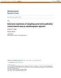 Early Career Experiences of Navigating Journal Article Publication: Lessons Learned Using an Autoethnographic Approach