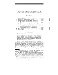 Evaluating the Approaches to Social Media Liability for Prohibited Speech