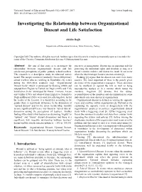 Investigating the Relationship Between Organizational Dissent and Life Satisfaction