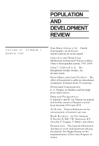 Populationa Nd Development Review, Volume 25, Number 1