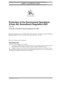 Protection of the Environment Operations (Clean Air) Amendment Regulation 2021 Under the Protection of the Environment Operations Act 1997