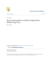 Respecting Legislators and Rejecting Baselines: Rebalancing Casey Paul C