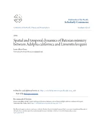 Spatial and Temporal Dynamics of Batesian Mimicry Between Adelpha