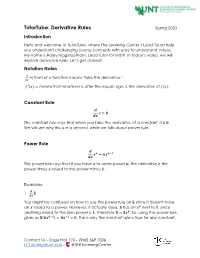 Tutortube: Derivative Rules