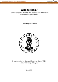 Whose Idea? Family Policy in Germany and Norway and the Role of International Organizations