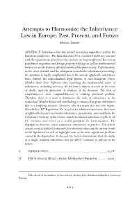 Attempts to Harmonize the Inheritance Law in Europe: Past, Present, and Future