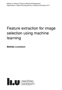 Feature Extraction for Image Selection Using Machine Learning