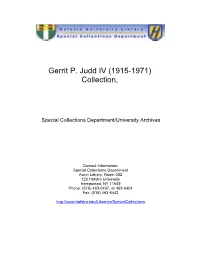 Gerrit P. Judd IV Collection