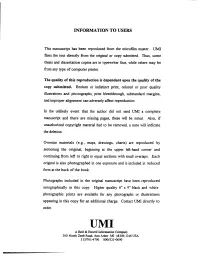 INFORM ATION to USERS the Quality of This Reproduction Is