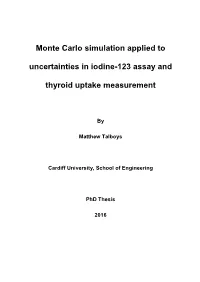 Monte Carlo Simulation Applied to Uncertainties in Iodine-123 Assay And