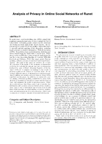Analysis of Privacy in Online Social Networks of Runet