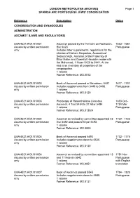 LMA/4521 Reference Description Dates CONGREGATION and SYNAGOGUES ADMINISTRATION ASCAMOT (LAWS and REGULATIONS)