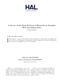 A Survey of the First 20 Years of Research on Semantic Web and Linked Data Fabien Gandon