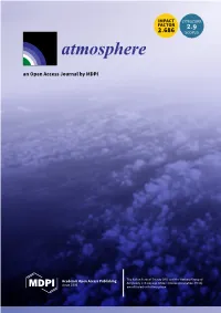 Atmosphere an Open Access Journal by MDPI