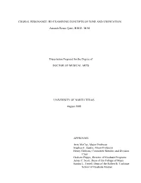 Choral Resonance: Re-Examining Concepts of Tone and Unification