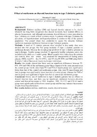 Effect of Metformin on Thyroid Function Tests in Type 2 Diabetic Patients