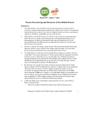 Future Functioning and Structure of the Global Greens