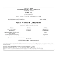 Kaiser Aluminum Corporation ______(Exact Name of Registrant As Specified in Its Charter)