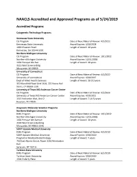 NAACLS Accredited and Approved Programs As of 5/24/2019