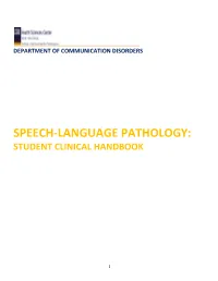 Speech-Language Pathology: Student Clinical Handbook