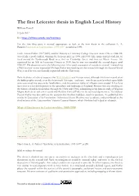 The First Leicester Thesis in English Local History William Farrell 14 July 2017 Url