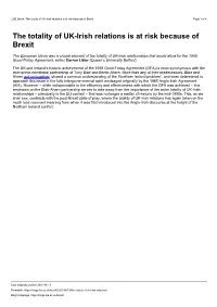 The Totality of UK-Irish Relations Is at Risk Because of Brexit Page 1 of 4