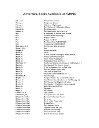 Adventure Books Available at Green Hills Public Library