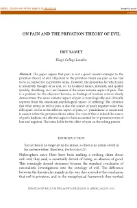 On Pain and the Privation Theory of Evil