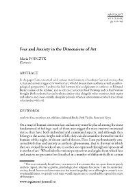 Fear and Anxiety in the Dimensions of Art
