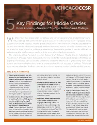 Key Findings for Middle Grades 5 from Looking Forward to High School and College