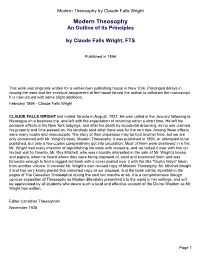 Modern Theosophy by Claude Falls Wright Modern Theosophy an Outline of Its Principles
