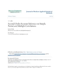 Second-Order Accurate Inference on Simple, Partial, and Multiple Correlations Robert J