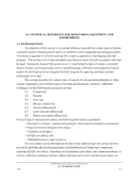 4.0 Technical Reference for Monitoring Equipment and Instruments
