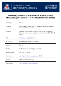 Enhanced Performance of Microbial Fuel Cells by Using Mno2/Halloysite Nanotubes to Modify Carbon Cloth Anodes