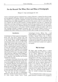 For the Record: the What, How and When of Stratigraphy