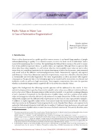 Public Values in Water Law: a Case of Substantive Fragmentation?