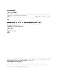 Visualization of Surfaces in Four-Dimensional Space