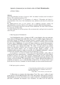 Appunti E Frammenti Per Un Ritratto Critico Di Carlo Michelstaedter